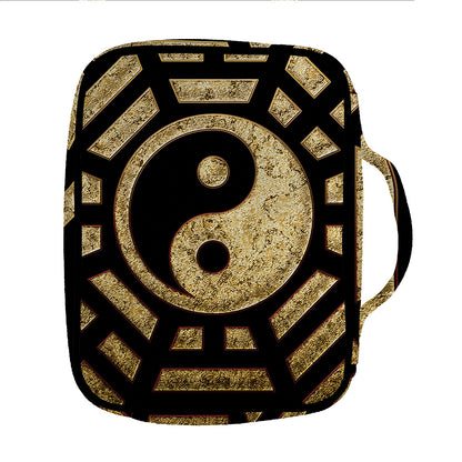 Gold Bagua Yin Yang Print Front Pocket Bible Bag