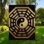 Gold Bagua Yin Yang Print Garden Flag