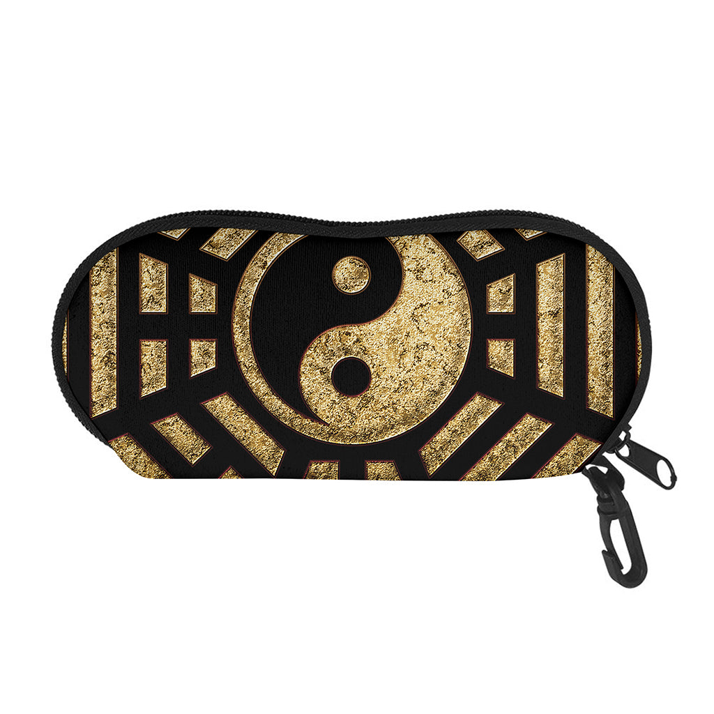 Gold Bagua Yin Yang Print Glasses Case