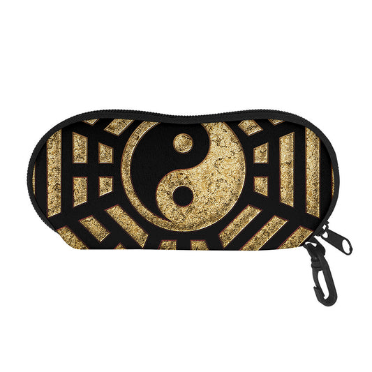 Gold Bagua Yin Yang Print Glasses Case
