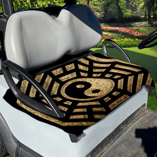 Gold Bagua Yin Yang Print Golf Cart Seat Cover