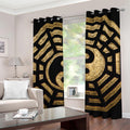 Gold Bagua Yin Yang Print Grommet Curtains