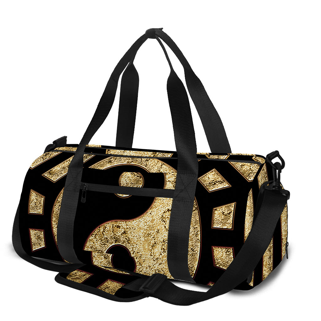 Gold Bagua Yin Yang Print Gym Bag