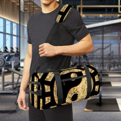 Gold Bagua Yin Yang Print Gym Bag