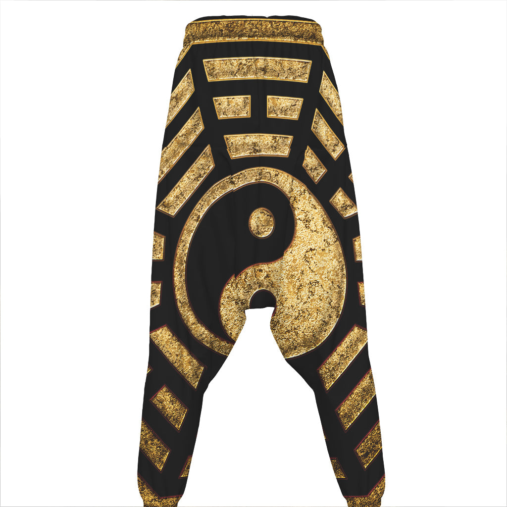 Gold Bagua Yin Yang Print Hammer Pants
