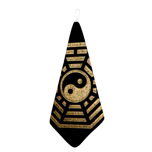 Gold Bagua Yin Yang Print Hand Towel