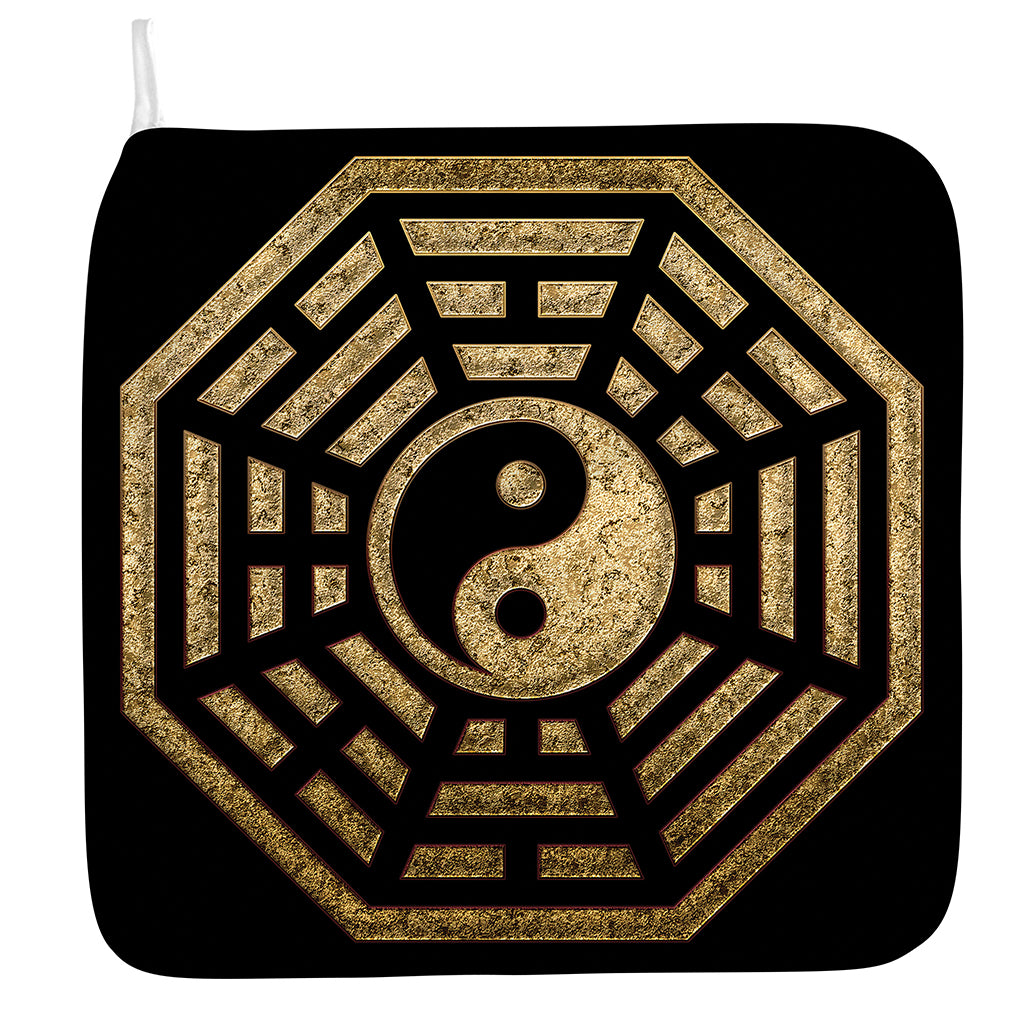 Gold Bagua Yin Yang Print Hand Towel