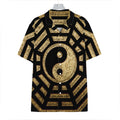 Gold Bagua Yin Yang Print Hawaiian Shirt