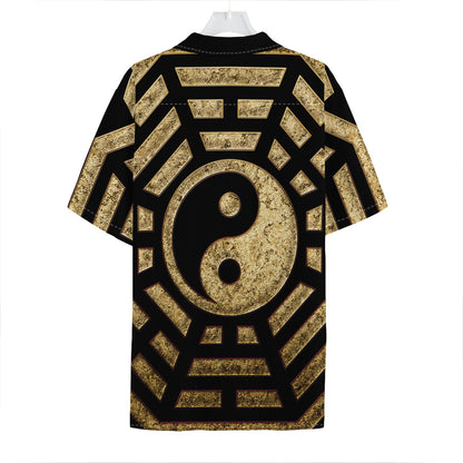 Gold Bagua Yin Yang Print Hawaiian Shirt