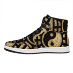 Gold Bagua Yin Yang Print High Top Leather Sneakers