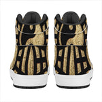Gold Bagua Yin Yang Print High Top Leather Sneakers