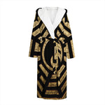 Gold Bagua Yin Yang Print Hooded Bathrobe