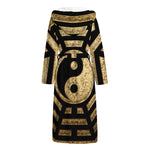 Gold Bagua Yin Yang Print Hooded Bathrobe