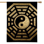 Gold Bagua Yin Yang Print House Flag