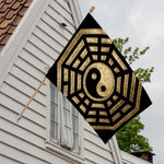 Gold Bagua Yin Yang Print House Flag