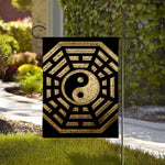 Gold Bagua Yin Yang Print House Flag