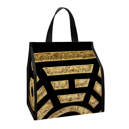 Gold Bagua Yin Yang Print Insulated Lunch Tote