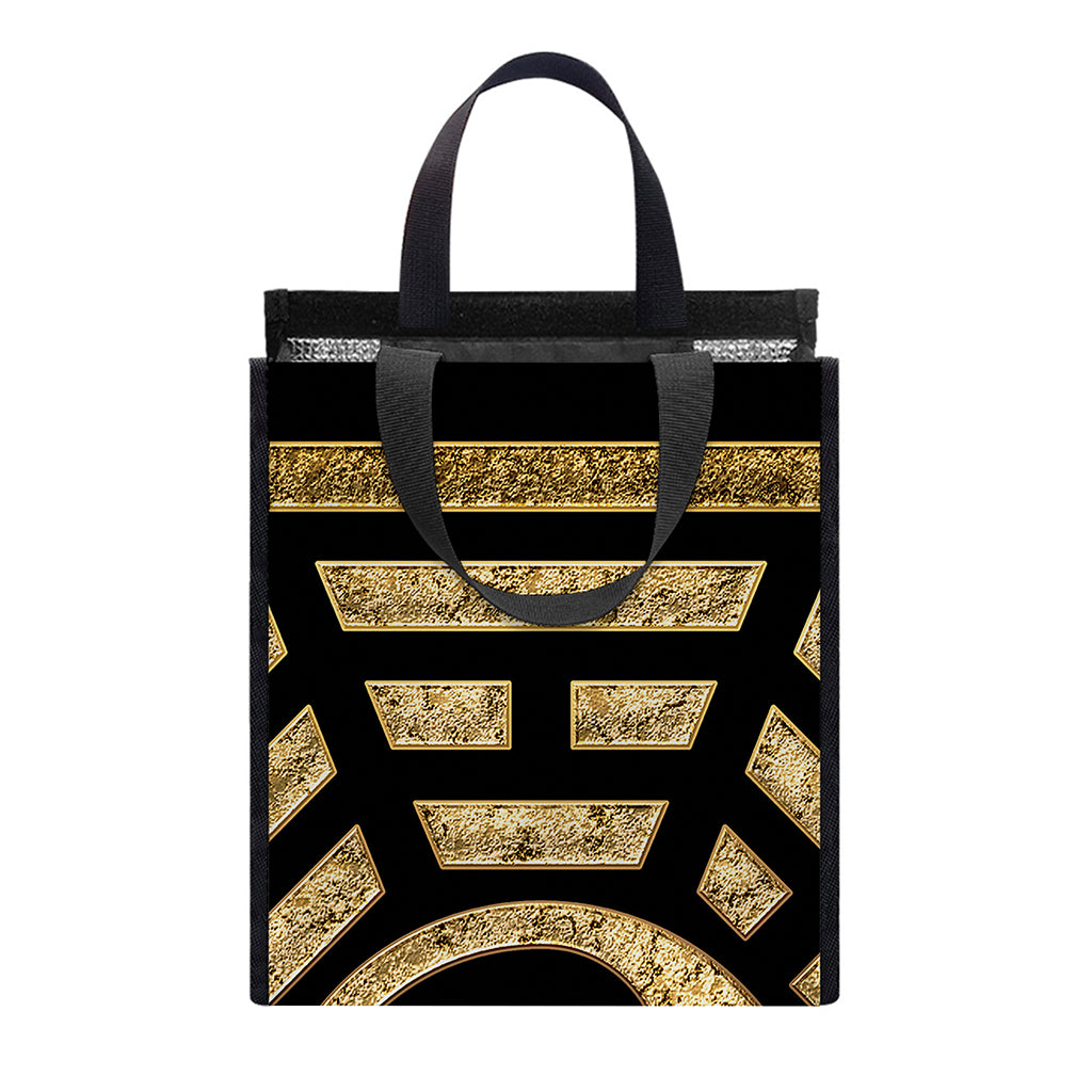 Gold Bagua Yin Yang Print Insulated Lunch Tote