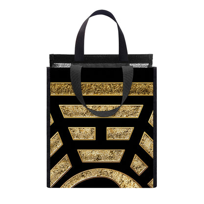 Gold Bagua Yin Yang Print Insulated Lunch Tote