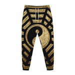 Gold Bagua Yin Yang Print Jogger Pants