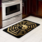 Gold Bagua Yin Yang Print Kitchen Mat