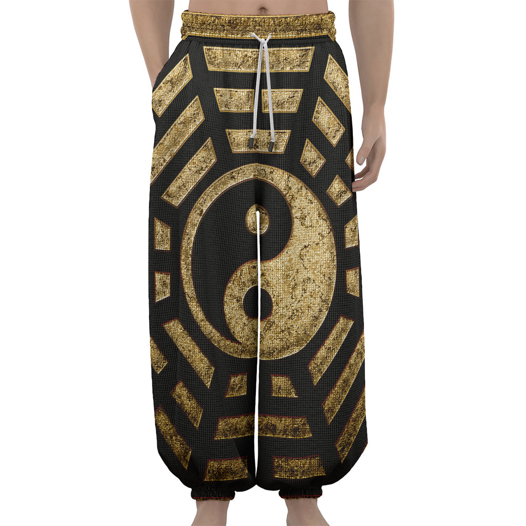 Gold Bagua Yin Yang Print Lantern Pants