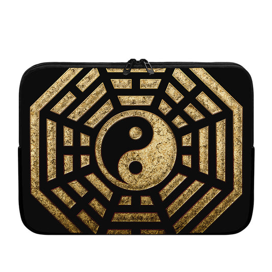Gold Bagua Yin Yang Print Laptop Sleeve