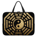 Gold Bagua Yin Yang Print Laptop Sleeve With Handle