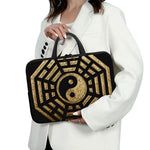 Gold Bagua Yin Yang Print Laptop Sleeve With Handle