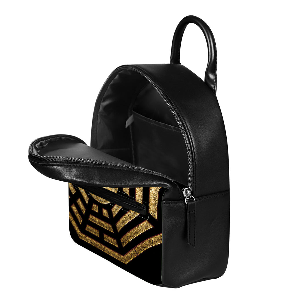 Gold Bagua Yin Yang Print Leather Backpack
