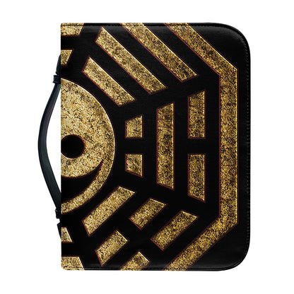 Gold Bagua Yin Yang Print Leather Bible Cover