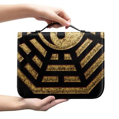 Gold Bagua Yin Yang Print Leather Bible Cover