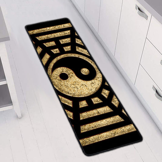 Gold Bagua Yin Yang Print Long Kitchen Mat