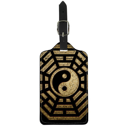 Gold Bagua Yin Yang Print Luggage Tag