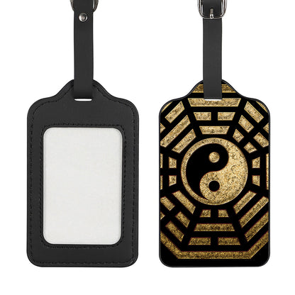 Gold Bagua Yin Yang Print Luggage Tag