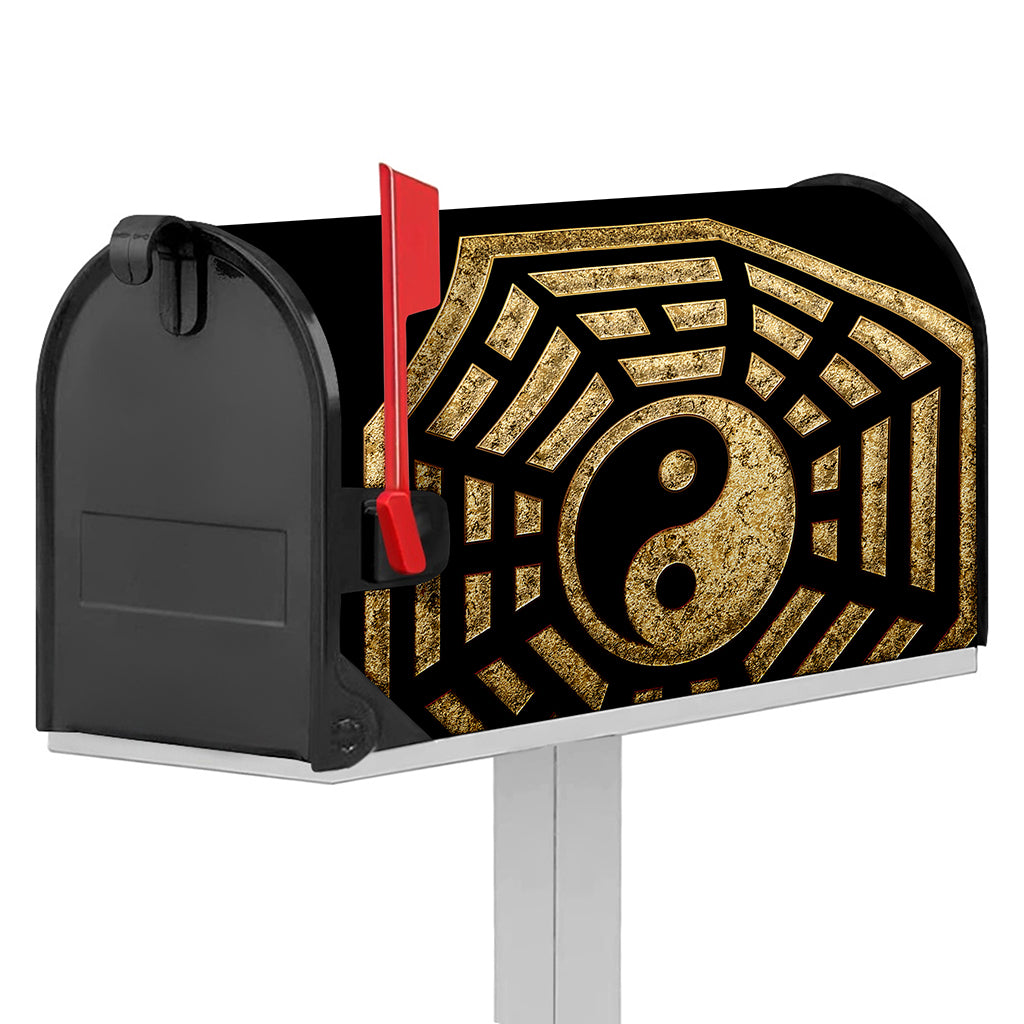 Gold Bagua Yin Yang Print Mailbox Cover