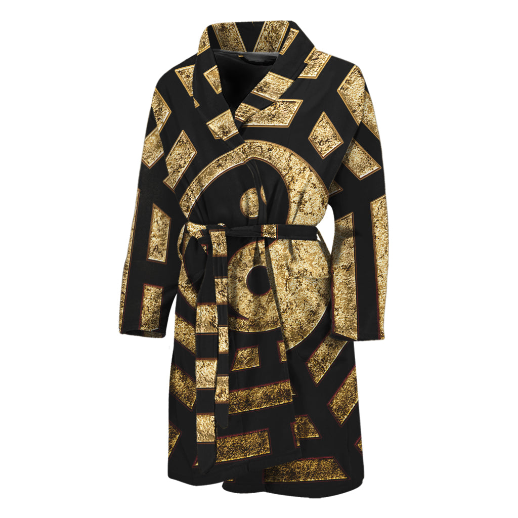 Gold Bagua Yin Yang Print Men's Bathrobe