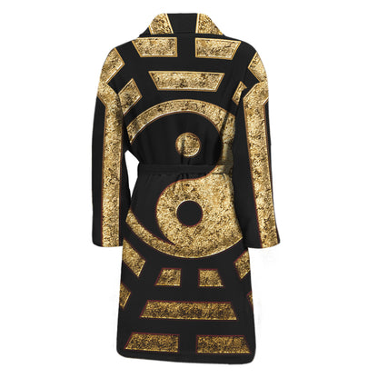 Gold Bagua Yin Yang Print Men's Bathrobe