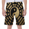 Gold Bagua Yin Yang Print Men's Beach Shorts