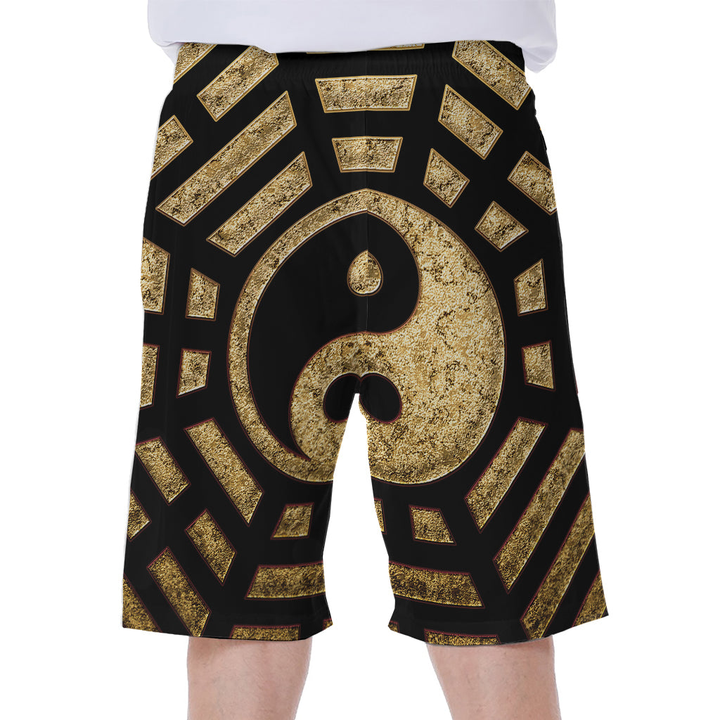 Gold Bagua Yin Yang Print Men's Beach Shorts