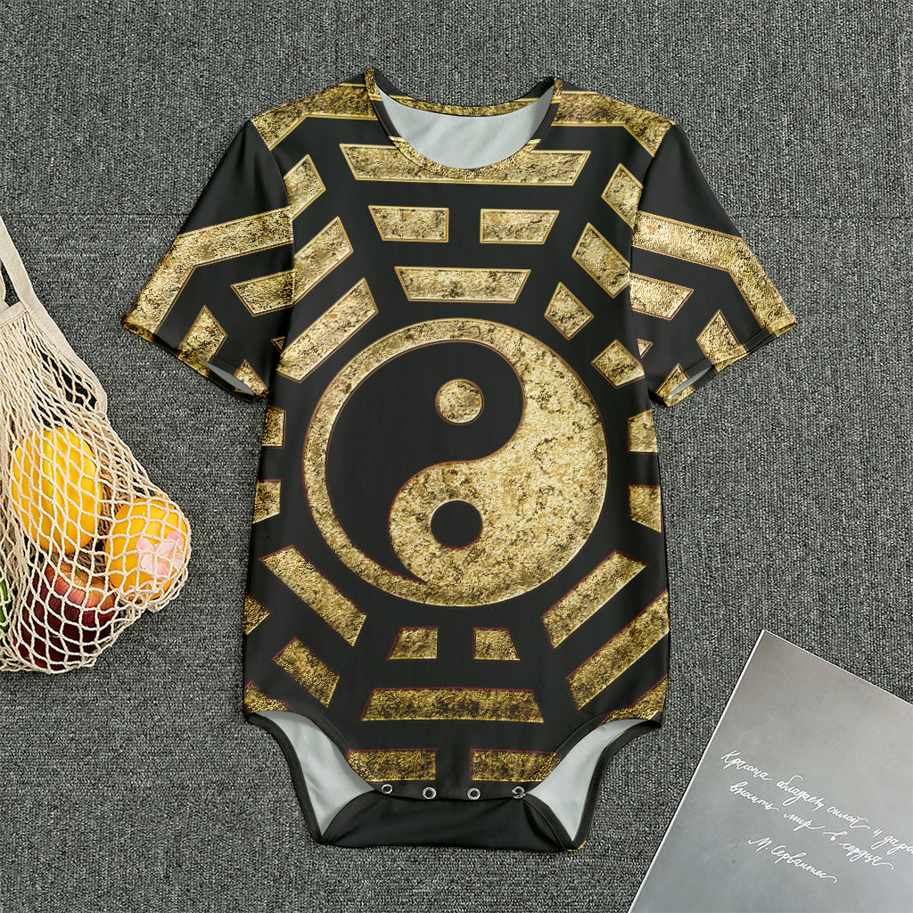 Gold Bagua Yin Yang Print Men's Bodysuit