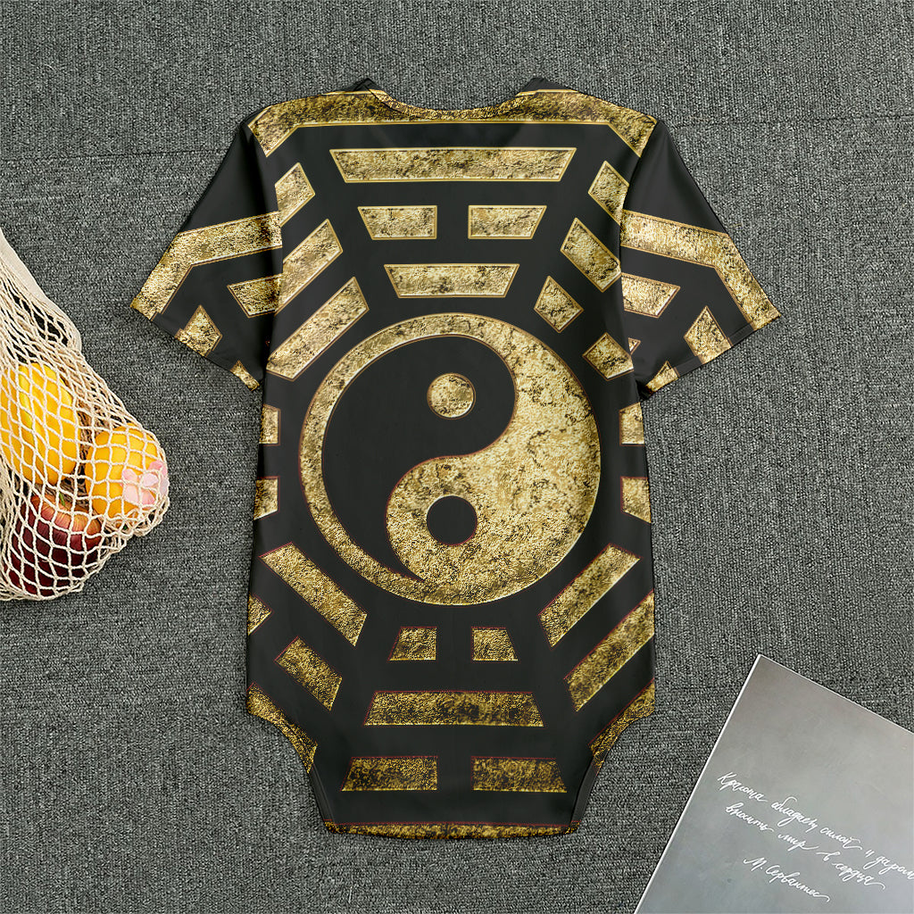 Gold Bagua Yin Yang Print Men's Bodysuit