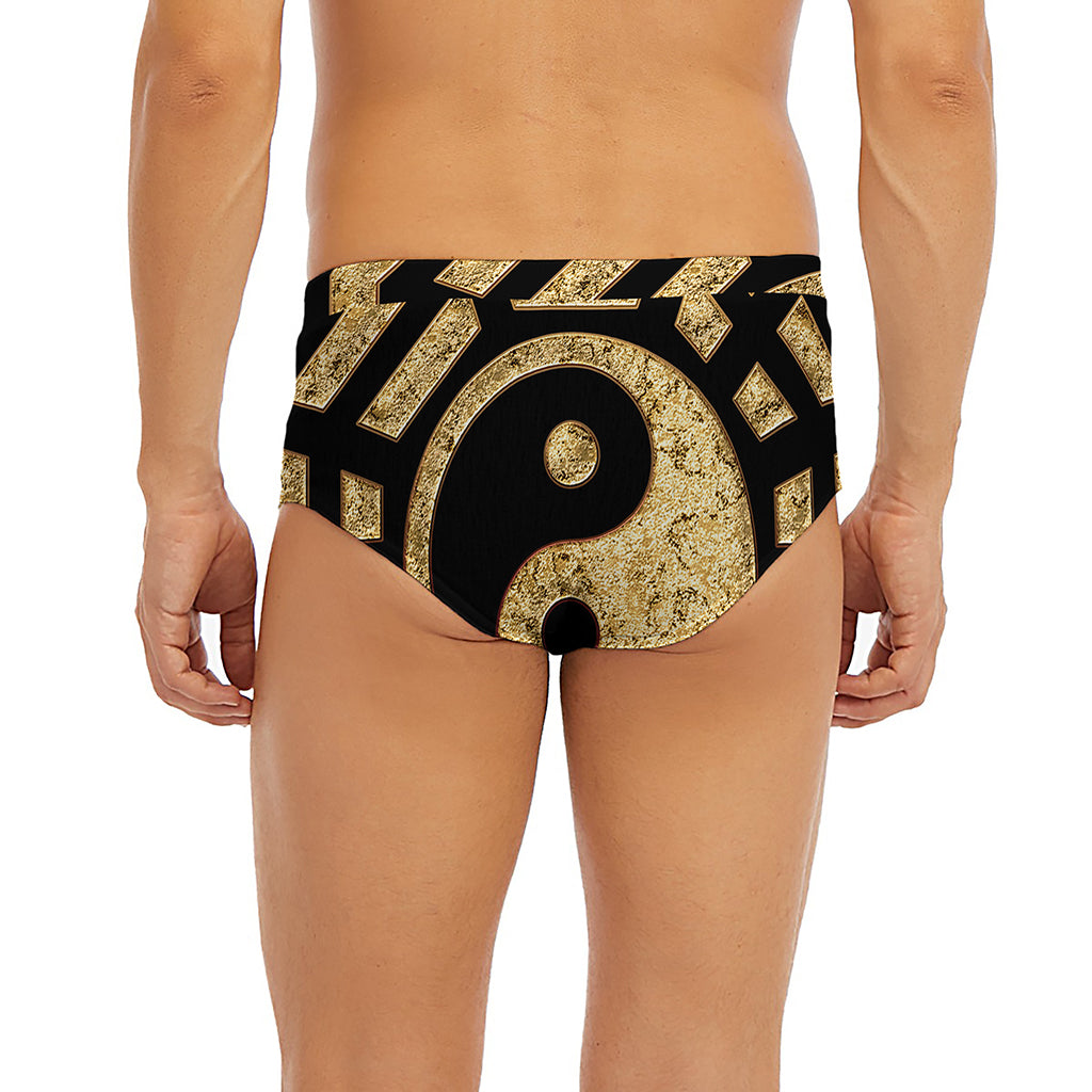 Gold Bagua Yin Yang Print Men's Briefs