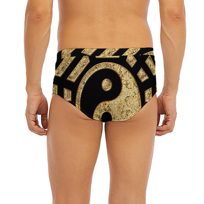 Gold Bagua Yin Yang Print Men's Briefs