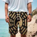 Gold Bagua Yin Yang Print Men's Cargo Shorts