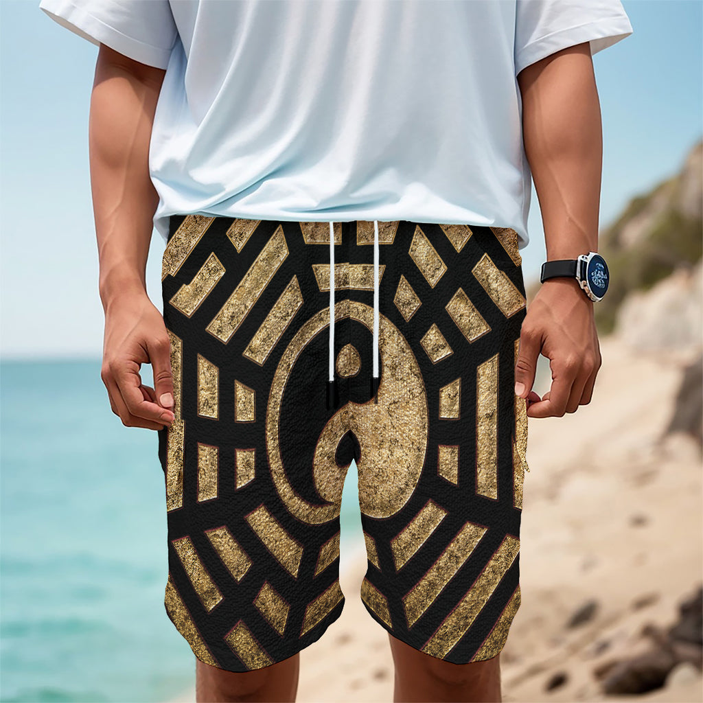 Gold Bagua Yin Yang Print Men's Cargo Shorts