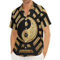 Gold Bagua Yin Yang Print Men's Deep V-Neck Shirt