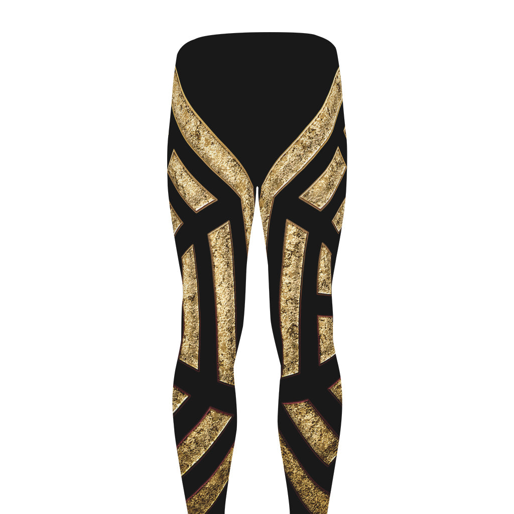 Gold Bagua Yin Yang Print Men's leggings