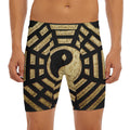 Gold Bagua Yin Yang Print Men's Long Boxer Briefs