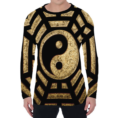 Gold Bagua Yin Yang Print Men's Long Sleeve T-Shirt